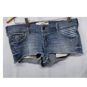 Hollister Denim Shorts Blue Women Solid Short Size 7/W28